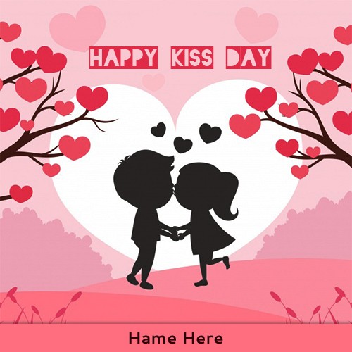 Happy Kiss Day 2020 Cartoon Pic With Love Name