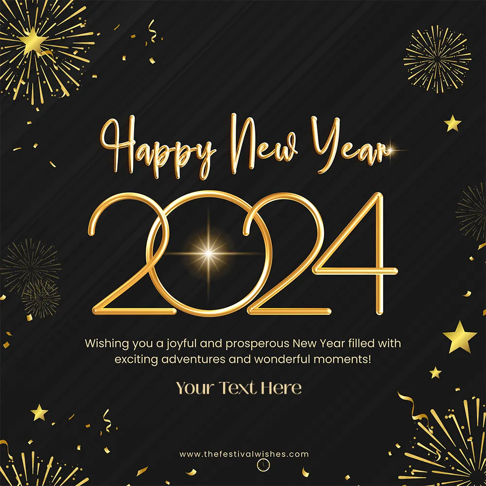 Edit Name On Happy New Year 2024 Greetings Card Online